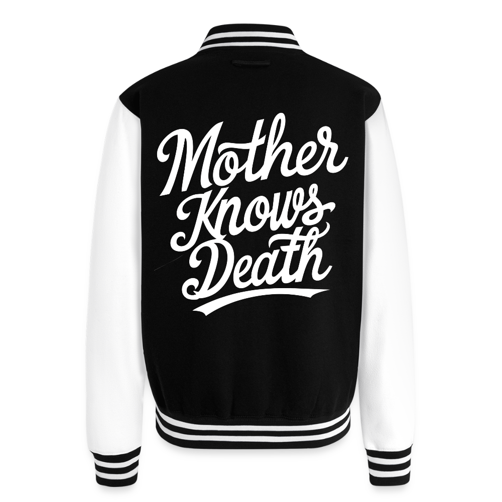 Mother Knows Death Heavyweight Letterman Jacket - black/white